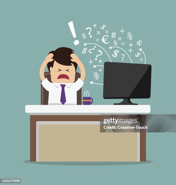 Stress Using A Computer 157 Stressed At Computer Cartoon Stock Photos, High-Res Pictures, and ...