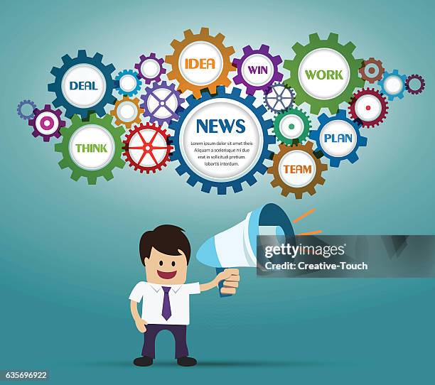 businessmans announcements with megaphone - response team stock illustrations