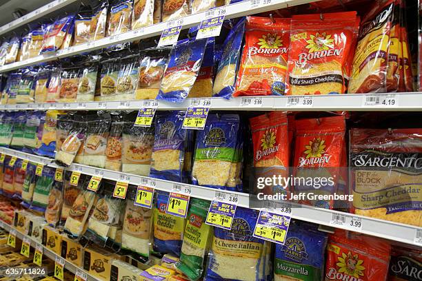 Packaged cheese for sale at Winn Dixie, grocery store.