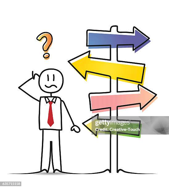business peoples and question marks - decisions stock illustrations