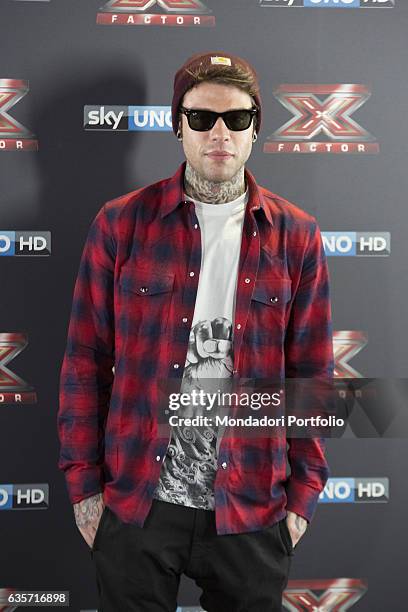 Rapper Fedez during the press conference of presentation of the first live episode of the talent show X Factor . Milan, Italy. 26th October 2016