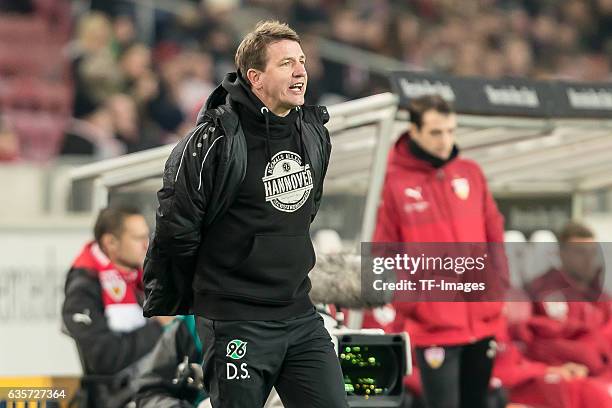 Coach Daniel Stendel of Hannover looks on during the Second Bundesliga match between VfB Stuttgart and Hannover 96 at Mercedes-Benz Arena on December...