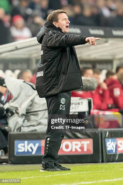 Coach Daniel Stendel of Hannover gestures during the Second Bundesliga match between VfB Stuttgart and Hannover 96 at Mercedes-Benz Arena on December...