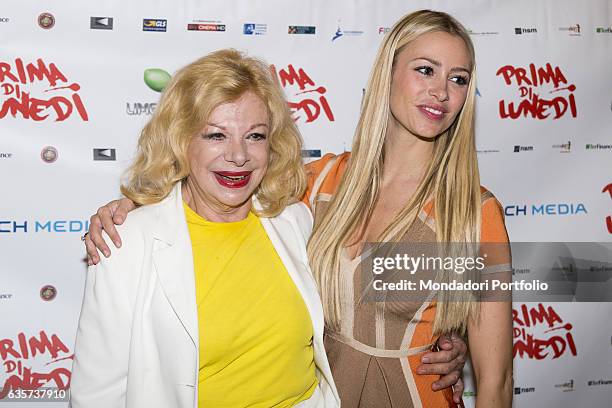 Actresses Martina Stella and Sandra Milo during the presentation of the film Prima di lunedì. Milan, Italy. 10th October 2016