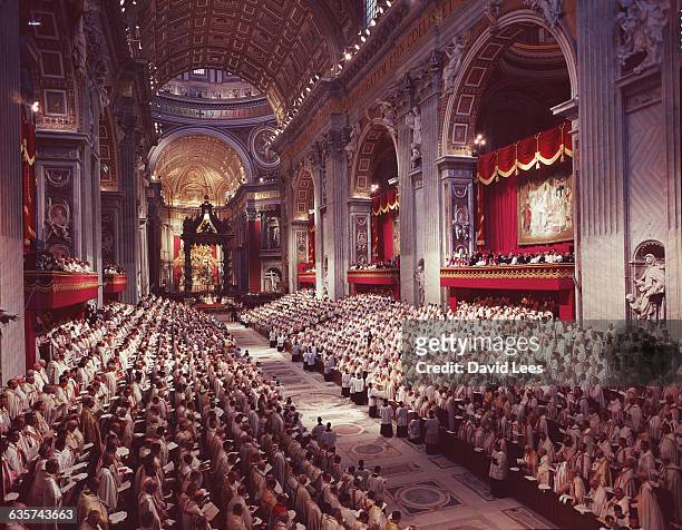 Meeting of the Ecumenical Council instituted by Pope John XXIII [1958-1963] in St. Peter's in the Vatican City, Rome, Italy, 1962.