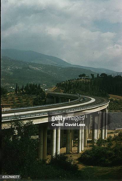 Section of the Italian 'Highway of the Sun' running between Florence and Bologna, 1961.