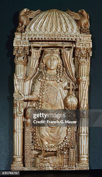 Byzantine Diptych Panel Depicting the Empress Ariadne Enthroned