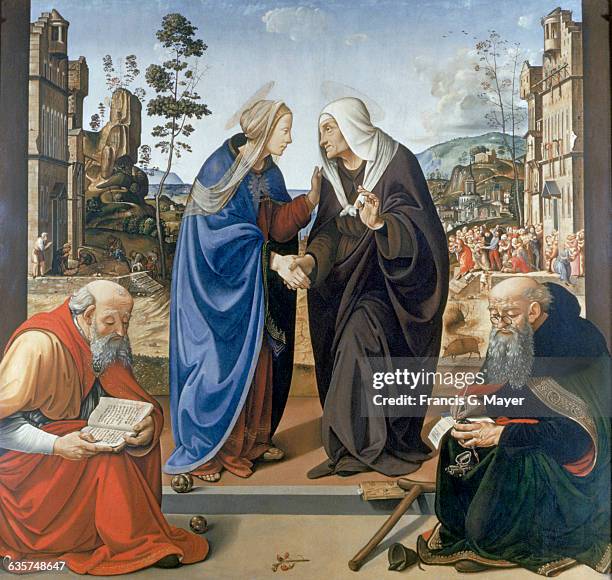 Visitation, With Saint Nicholas and Saint Anthony Abbot by Piero di Cosimo, circa 1490.