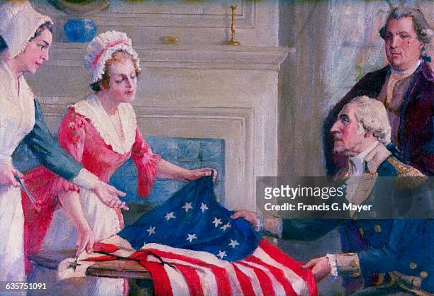 Detail of Betsy Ross and the First Stars and Stripes by John Ward Dunsmore