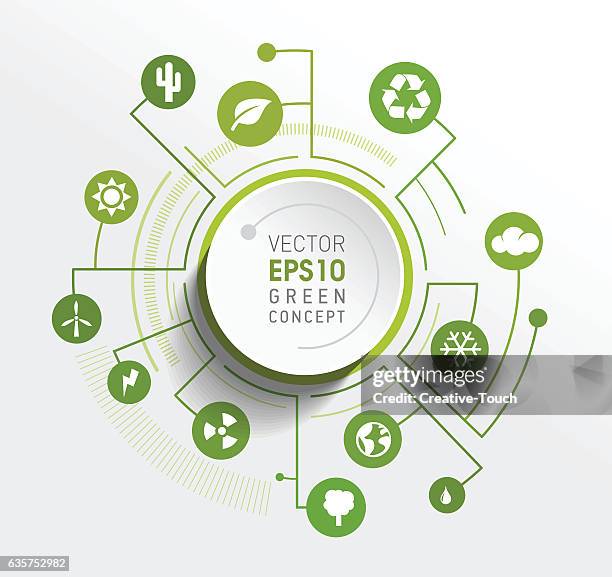 big circle - green concept - tree digital circle stock illustrations