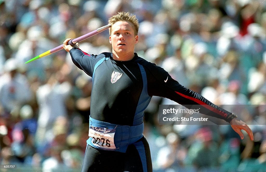 Breaux Greer of the USA throws the javelin in the Mens Javelin Event... News Photo Getty Images