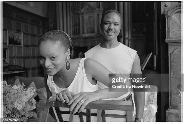 Willard White and Cynthia Haymon rehearse their parts together for the opera Porgy and Bess. White performs as Porgy and Haymon as Bess.