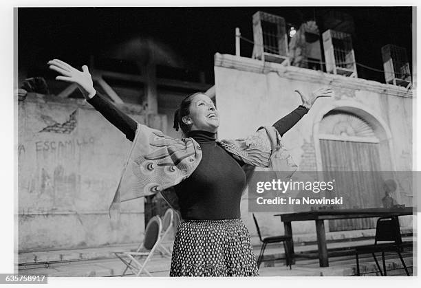 At a pre-production staging rehearsal, Teresa Berganza practices body language for her starring role in a San Francisco Opera production of Bizet's...