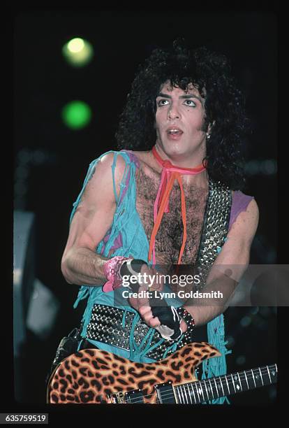 Paul Stanley of KISS performs in concert without his customary stage makeup.
