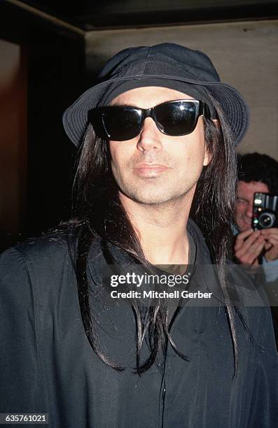 New York, New York: Picture shows fashion photographer, Stephen Meisel, at the DIFFA Benefit. He is dressed in black and wearing black sunglasses.