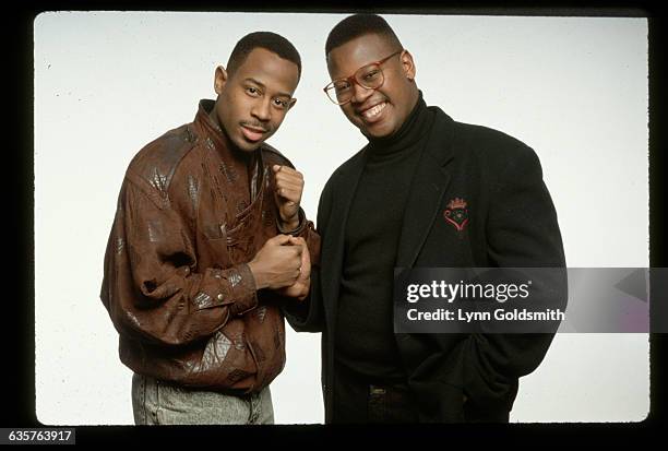 Picture shows actor/comedian, Martin Lawrence, shaking hands and posing with Uptown Records Executive Producer, Andre Harrell.
