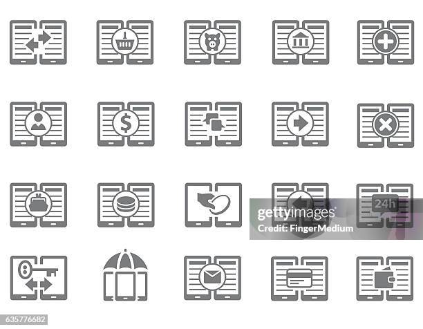 mobile wallet icon set - chips bag stock illustrations