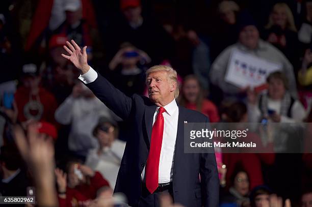 President-elect Donald J. Trump holds a "Thank You Tour 2016" Rally December 15, 2016 at Giant Center in Hershey, Pennsylvania. Trump held a campaign...