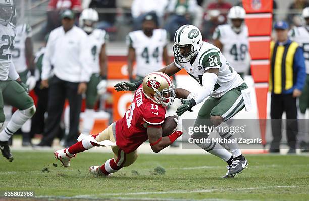 Quinton Patton of the San Francisco 49ers runs after making a reception during the game against the New York Jets at Levi Stadium on December 11,...