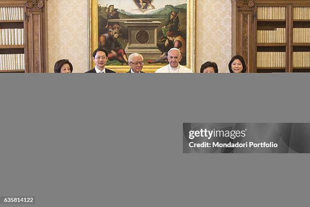 Vatican Apostolic Palace. Pope Francis receiving in private audience the President of the Republic of Singapore Tony Tan Keng Yam. The two leaders...