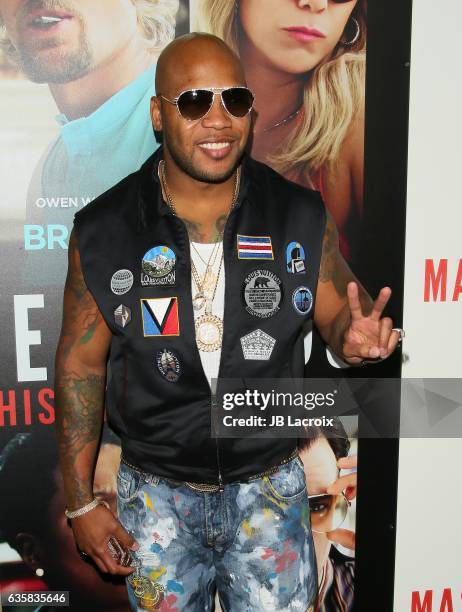 Flo Rida attends the premiere of Relativity Media's 'Masterminds' held at TCL Chinese Theatre on September 26, 2016 in Hollywood, California.