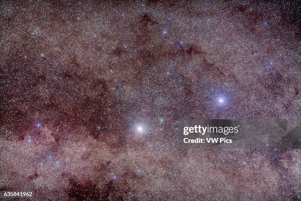 Alpha and Beta Centauri, taken from Atacama Lodge, Chile, March 2010, with Canon 5D MkII and Canon L-series 135mm lens at f/2.8 for stack of 5 x 4...