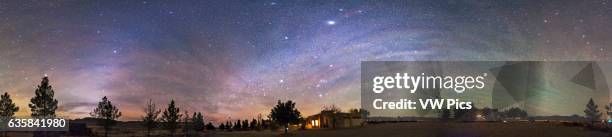 Panorama taken in the pre-dawn hours on December 8 from the Painted Pony Resort in SW New Mexico. The panorama takes in, from left to right: Arcturus...
