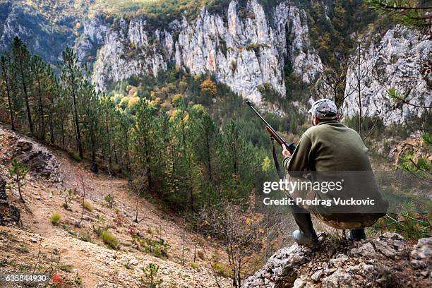 hunter in the nature - woodland camo stock pictures, royalty-free photos & images