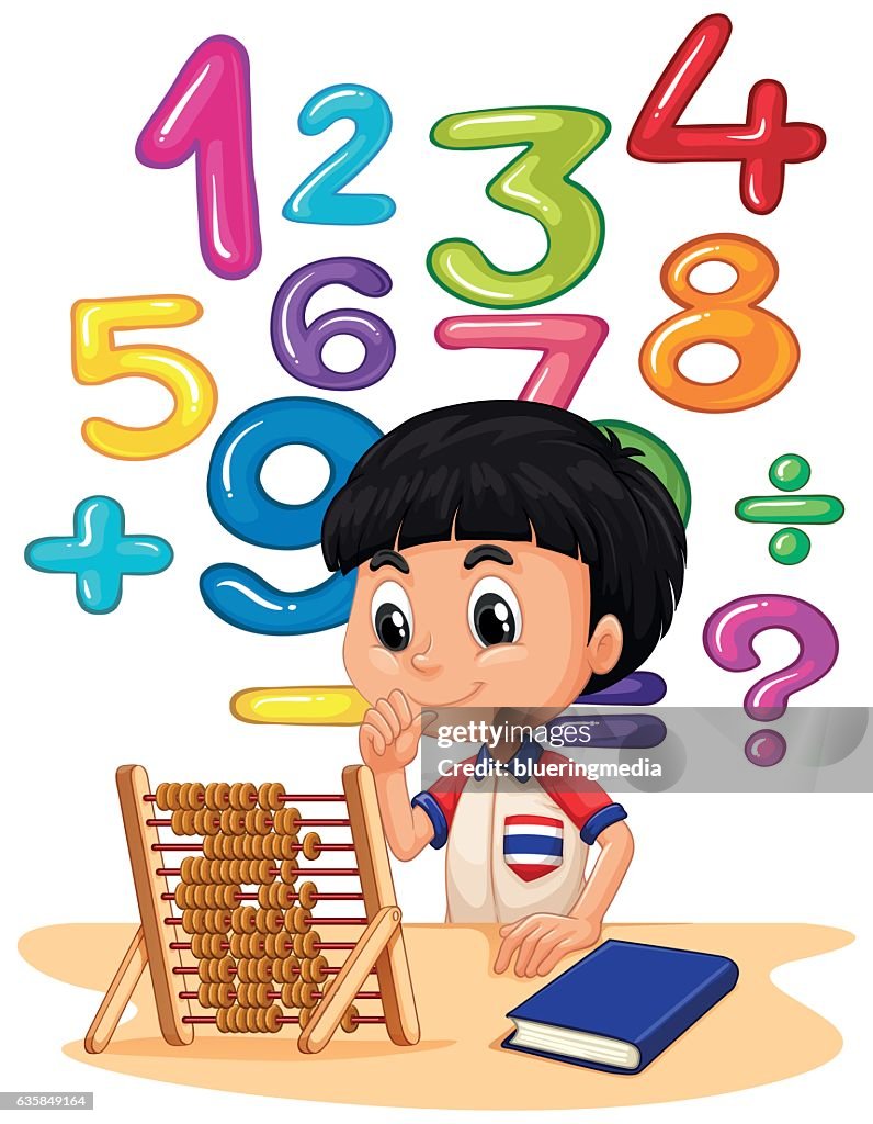 Doing Math Gi Boy Doing Math With Abacus High-Res Vector Graphic - Getty Images
