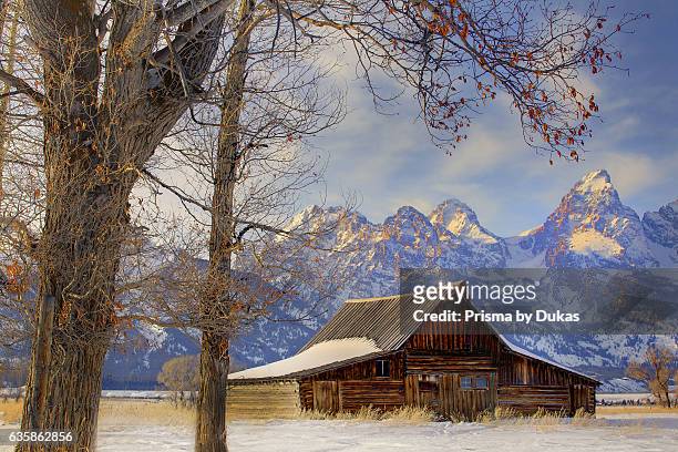 Barn in Wyoming and Rocky Mountains.
