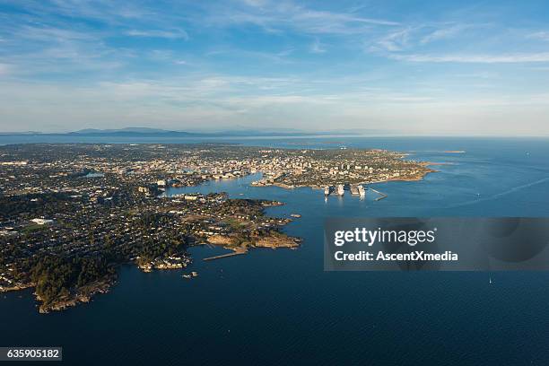 aerial image of victoria harbour, british columbia, canada - vancouver island stock pictures, royalty-free photos & images