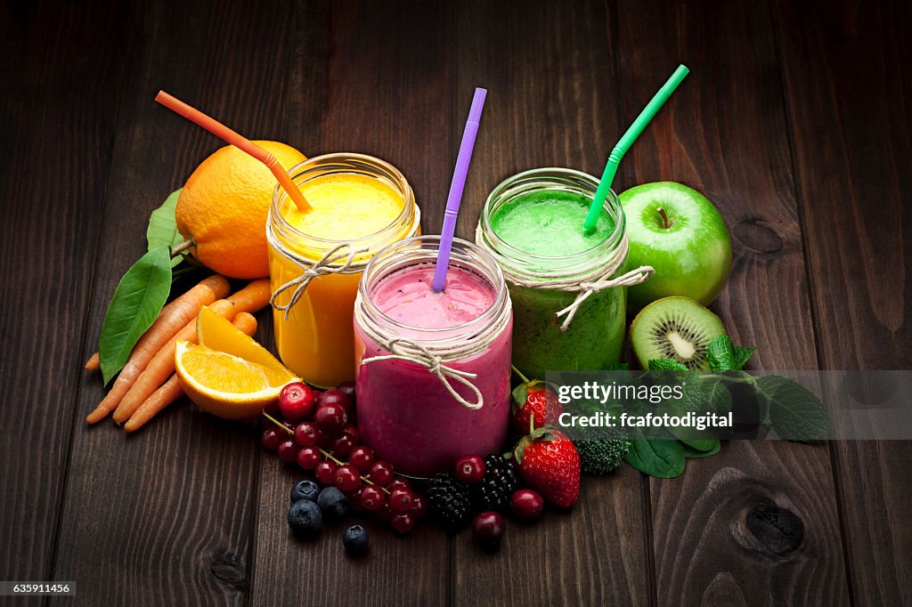 Blended fruit smoothies