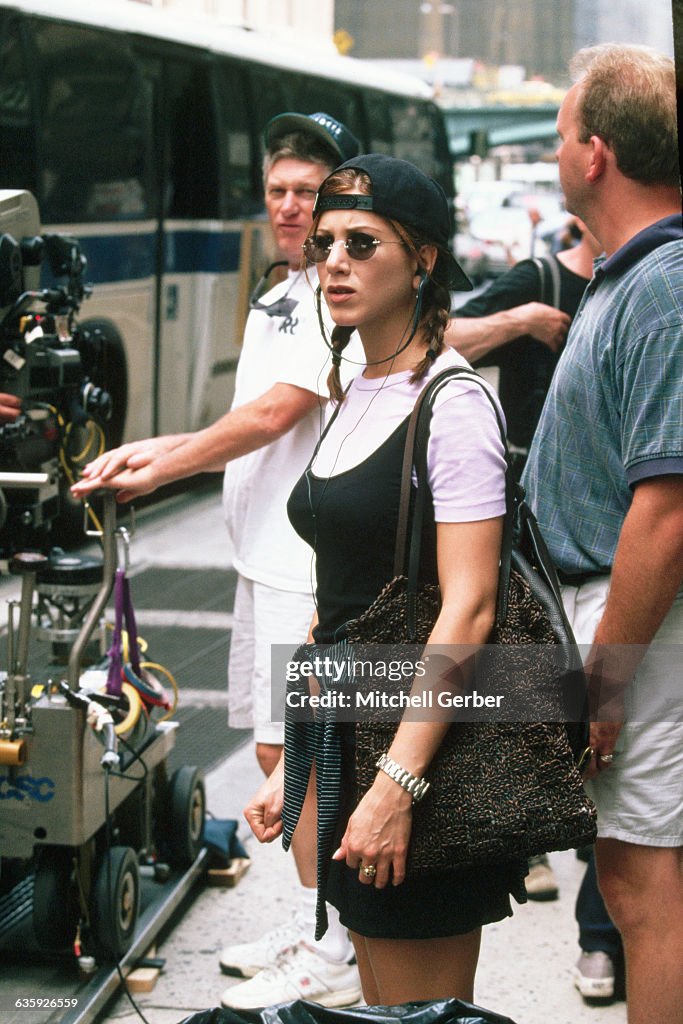 Actress Jennifer Aniston on Movie Set