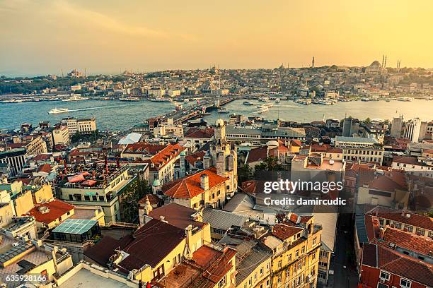 landscape view of istanbul, turkey - istanboel europese deel stockfoto's en -beelden