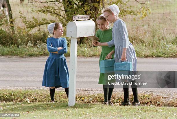 Amish Schoolchildren Checking for Mail