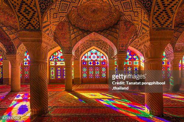 nasir al-mulk mosque, shiraz, iran - mosque stock pictures, royalty-free photos & images