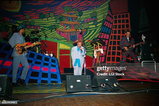 John Lydon, formerly known as Johnny Rotten of the Sex Pistols, fronts his band Public Image Limited during their Happy? album tour in 1988.