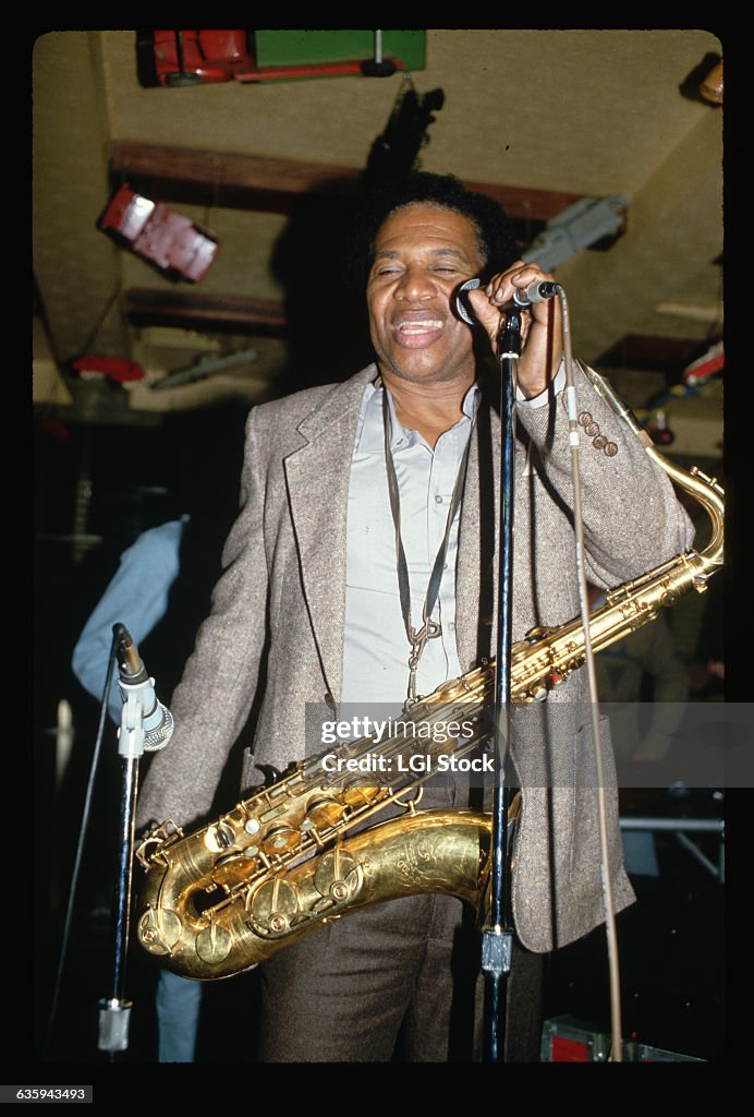 Jr. Walker Rock/soul saxophonist and bandleader Junior Walker is shown singing ...