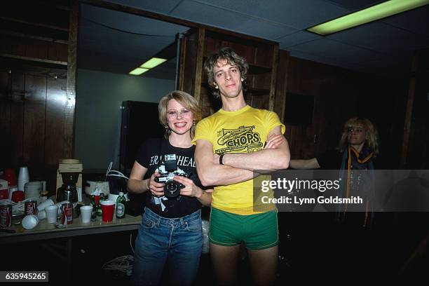 Drummers Gina Schock of The Go-Go's and Stewart Copeland of The Police.