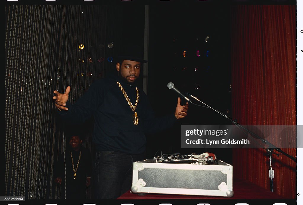 Jam Master Jay of Run DMC Gesturing at Microphone