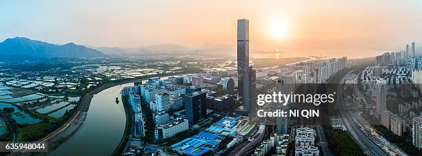 shenzhen city skyline in china - shenzhen street stock pictures, royalty-free photos & images