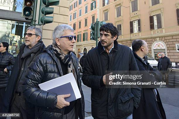 The secretary of SEL Nichi Vendola and Nicola Fratoianni going to the National Assembly of the Left Party SEL declaring the dissolution of the party...