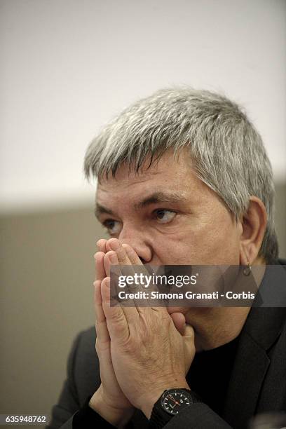 The secretary of SEL Nichi Vendola during the National Assembly of the Left Party SEL declaring the dissolution of the party and the union with...