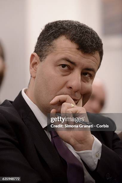 Arturo Scotto during the National Assembly of the Left Party SEL declaring the dissolution of the party and the union with Sinistra Italiana Party,...