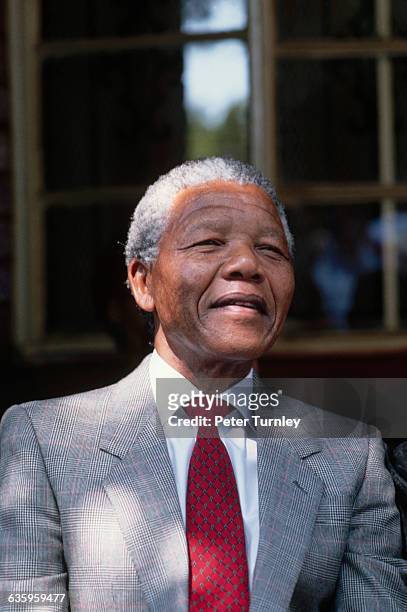 African National Congress leader Nelson Mandela shortly after he was released from prison.