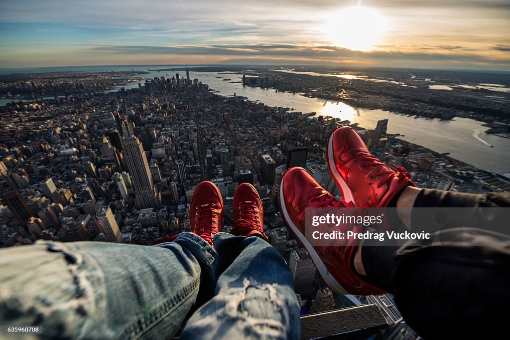 Helicopter view of Manhattan island