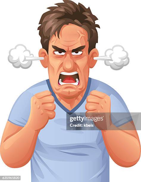 stockillustraties, clipart, cartoons en iconen met furious man - frustration