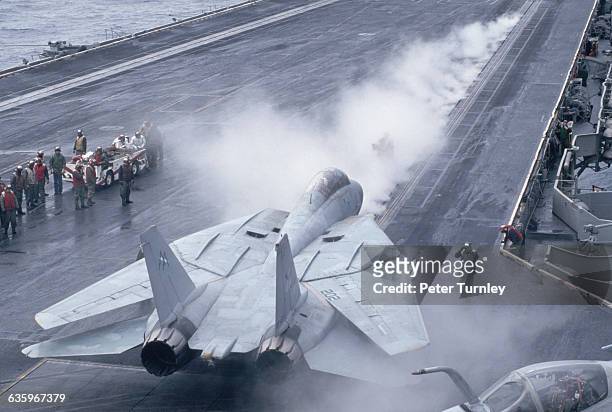 Tomcat Preparing for Takeoff on the USS Saratoga