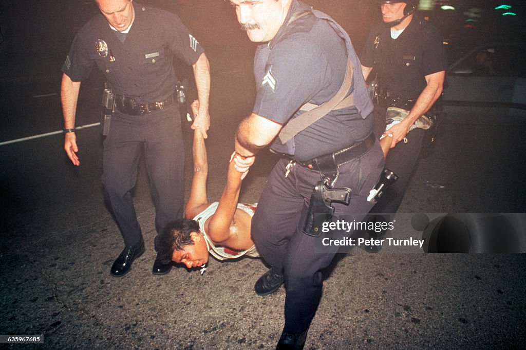 Police Arresting Man During LA Riots