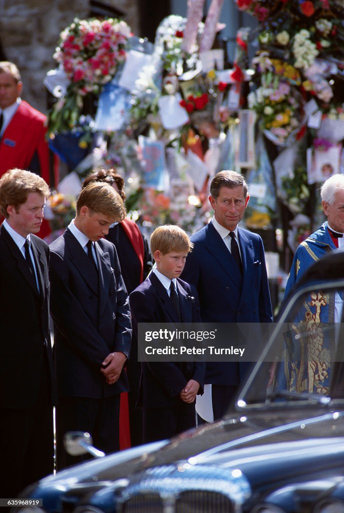 Royal Family at Princess Diana's Funeral